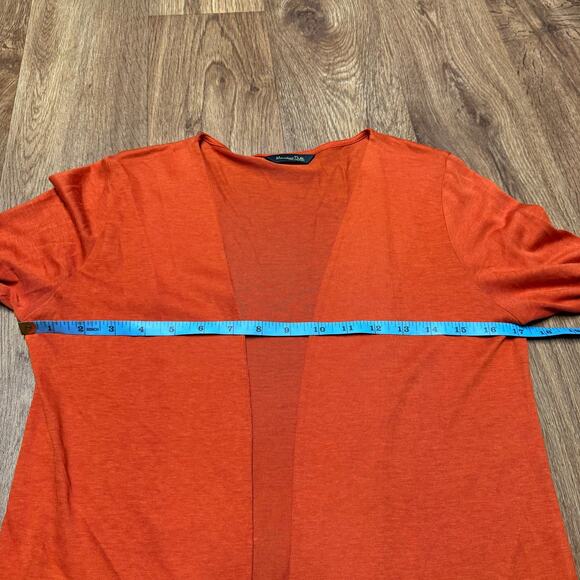 Massimo Dutti Womens Orange Open Cardigan Sweater Silk Cotton Blend Size XS - Picture 7 of 8